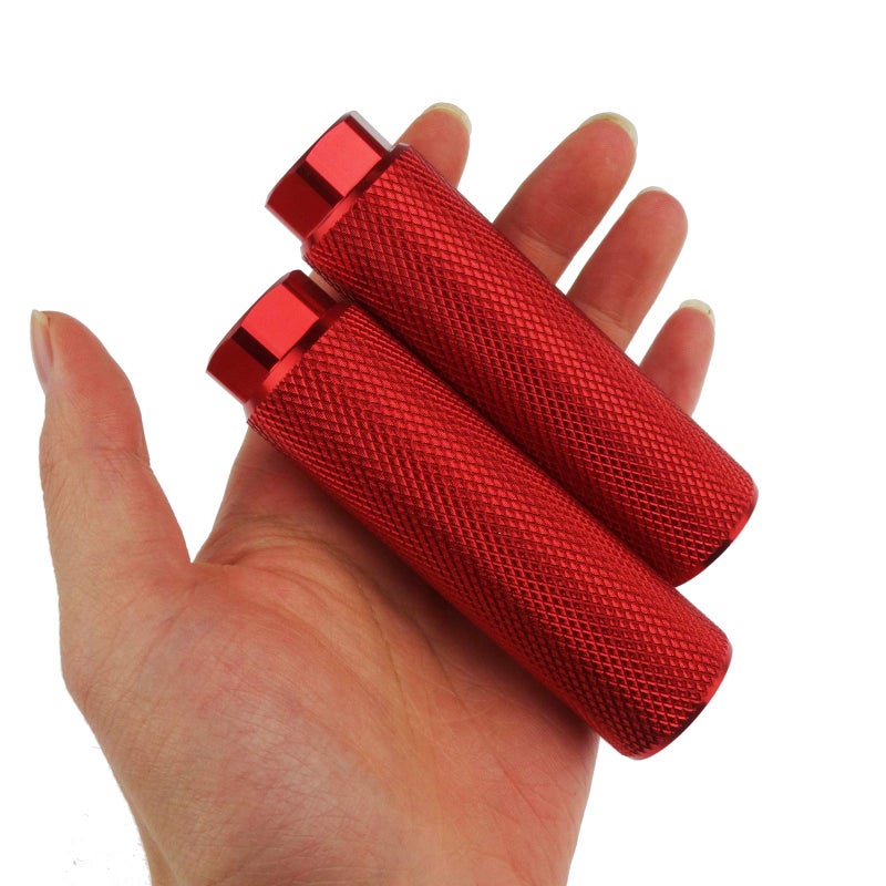 Zelerdo 2 Pairs Aluminum Alloy Bike Pegs for Mountain Bike Cycling Rear Stunt Pegs Fit 3/8 inch Axles (Pure Black and Red, 100x28 mm) - Image 4